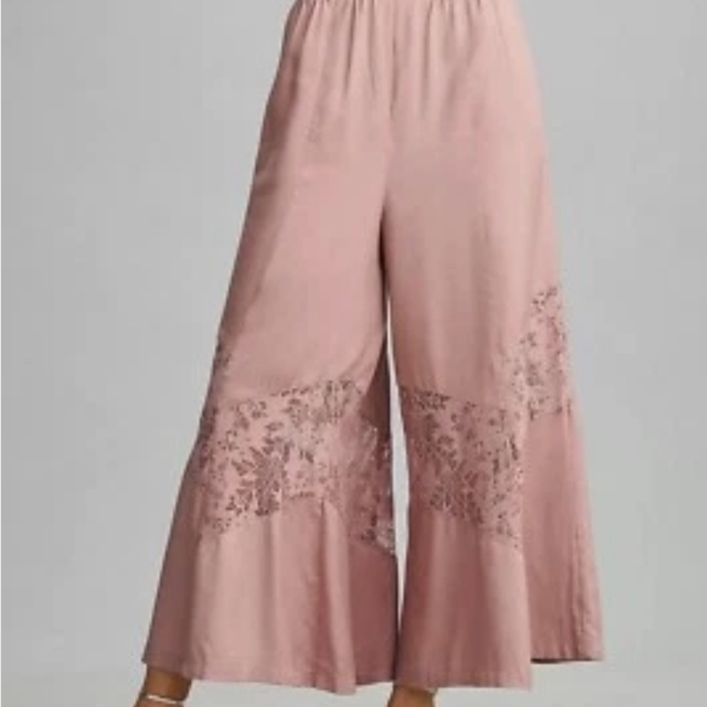 Anthropologie NWT SILKY PALAZZO PANTS Mauve size 10